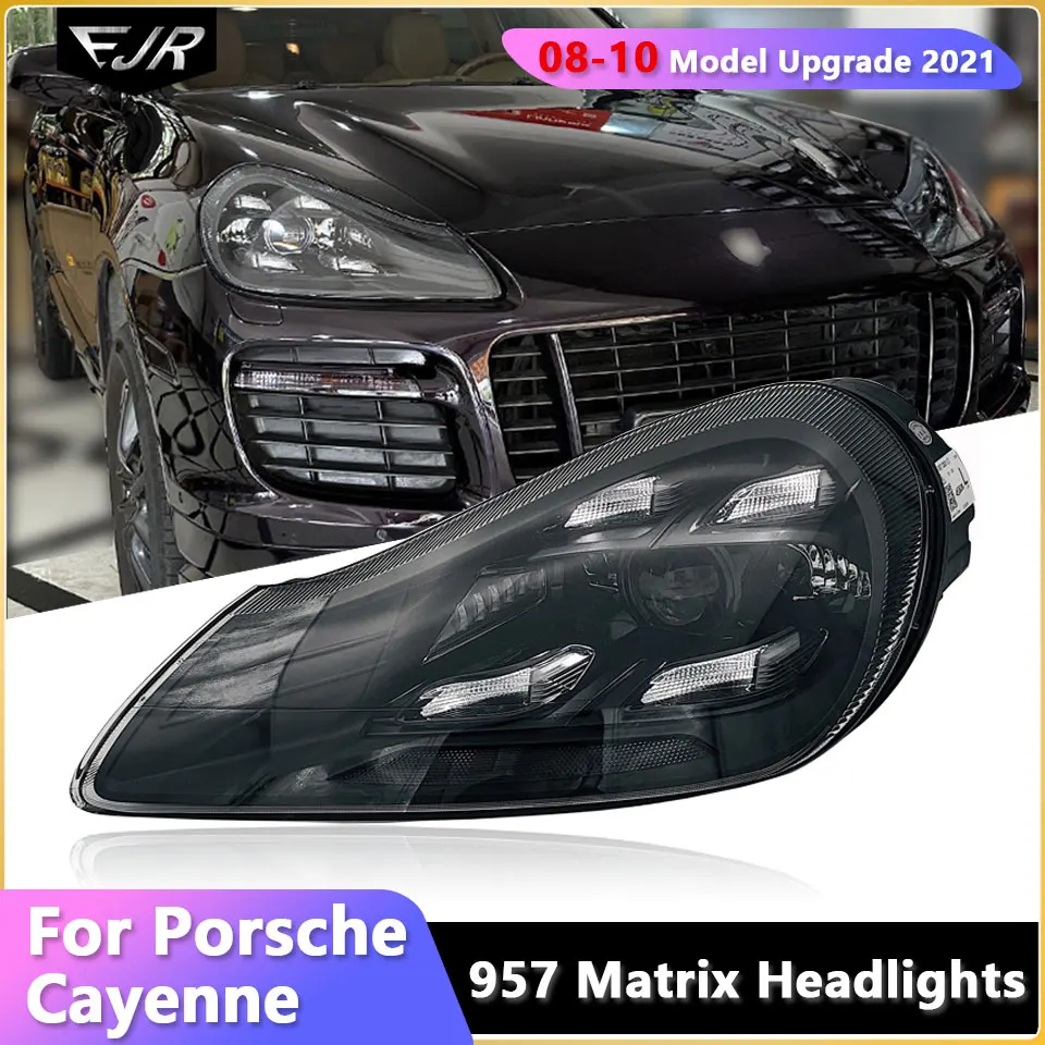 

957 фары для Porsche Cayenne 2008-2010, обновленные светодиодные передние фары в матричном стиле 2021, аксессуар для автолампы
