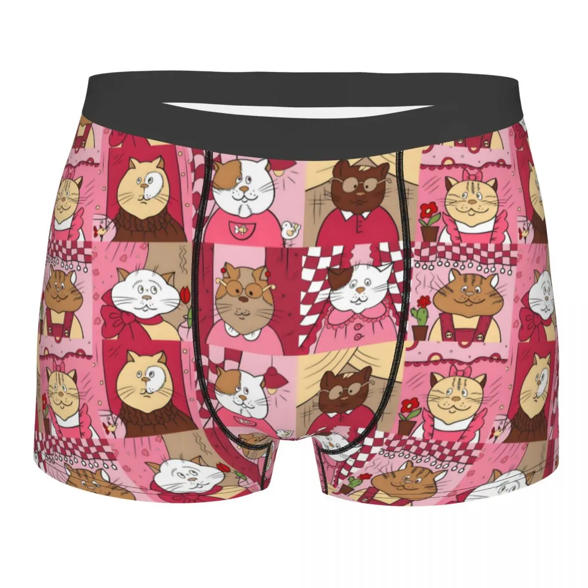 Индивидуальное мужское модное розовое нижнее белье с забавным рисунком кошек