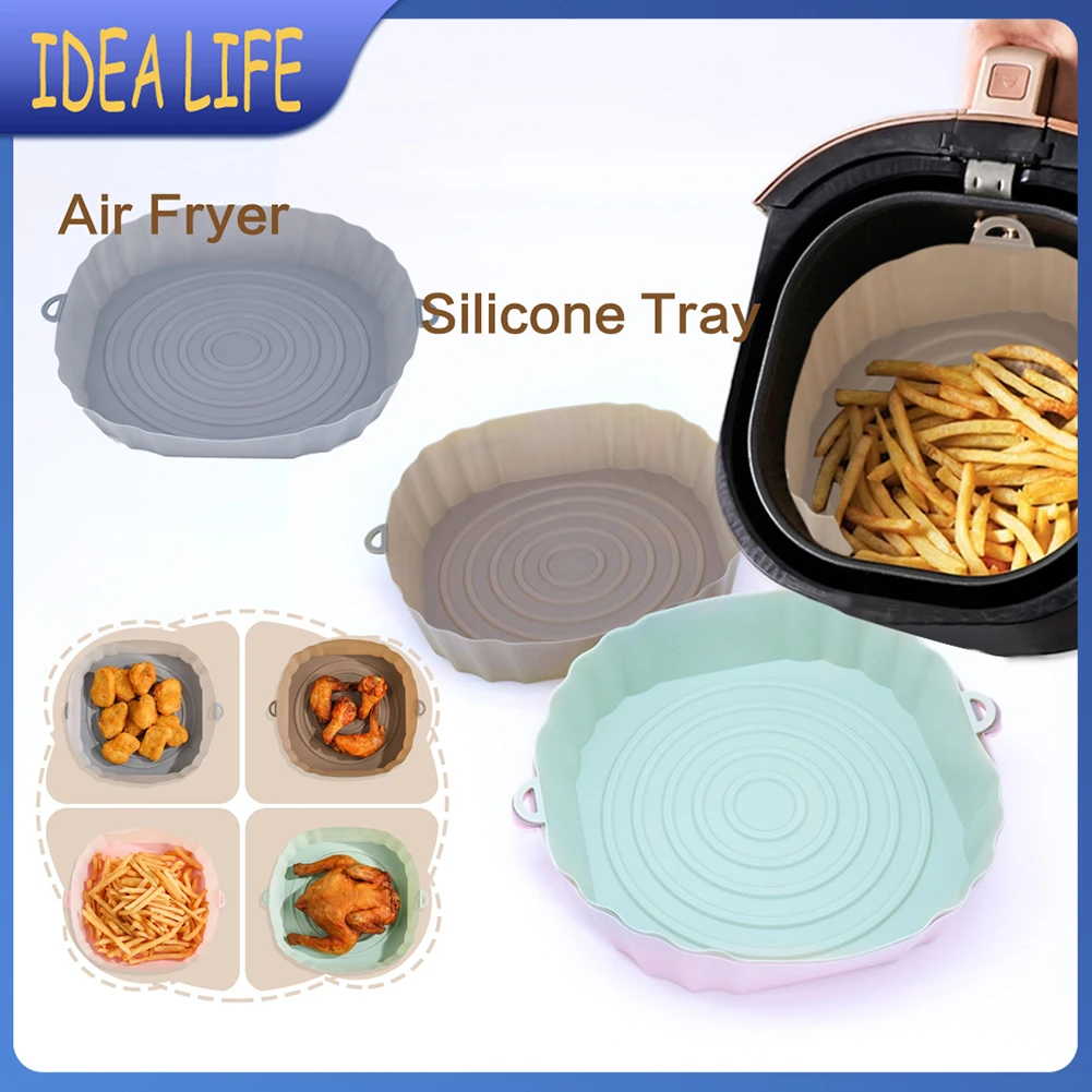 

Reusable Silicone Air Fryer Basket Pot Oven Baking Tray Air Fryer Inner Liner Pizza Fried Chicken Airfryer Oven Baking Pan Tray