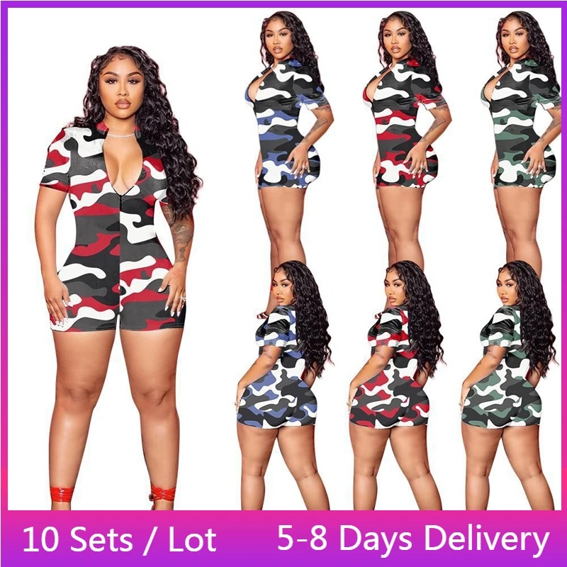 

Женский камуфляжный комбинезон с V-образным вырезом, на молнии