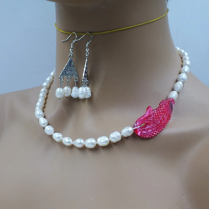 Натуральный культивированный белый жемчуг 7 мм/резная вручную ракушка. Женские