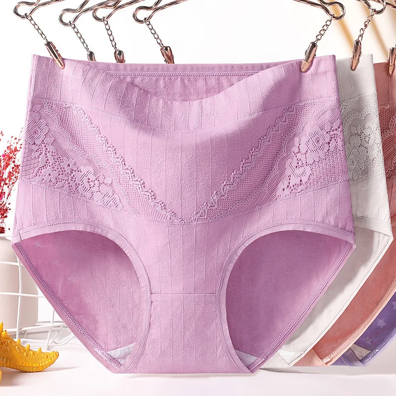 3 шт. хлопковые женские трусики женское нижнее белье больших размеров кружевные