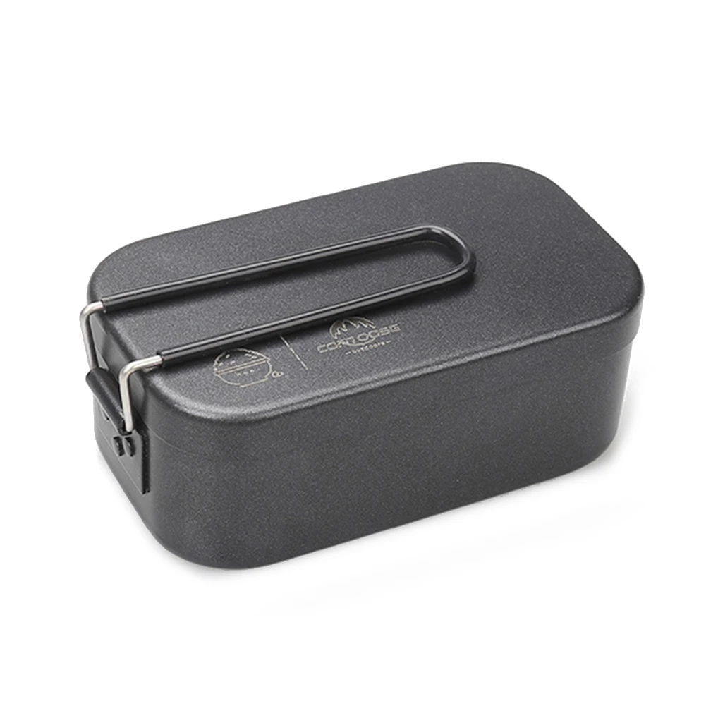 Outdoor Lunch Box with Folding Handle Portable Travel Picnic Camping Cooking Steamed Bento Boxes Salad Fruit Container
