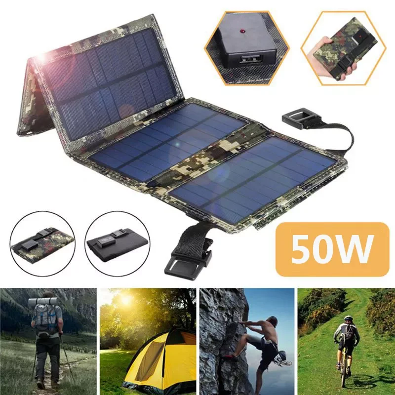 

2023New 50W Foldable Solar Panel 5V USB Portable Folding Waterproof Solar Panel Solar Cell Charger Mobile Power Battery Charge O