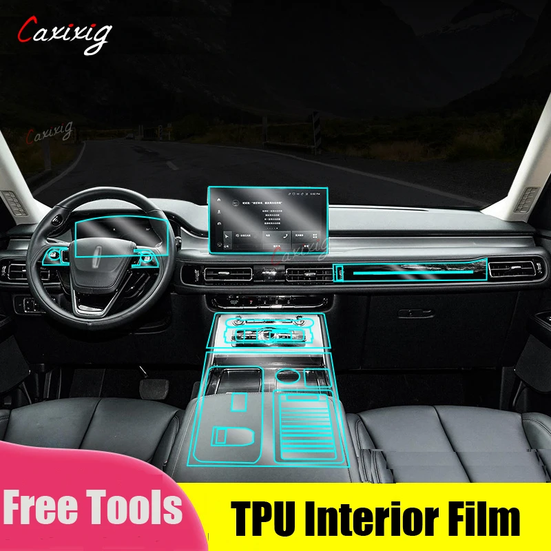 

Car Interior Center Film Transparent TPU Window Pillar Dashboard Gear Protective Scratch Repair Accessories For Lincoln Aviator