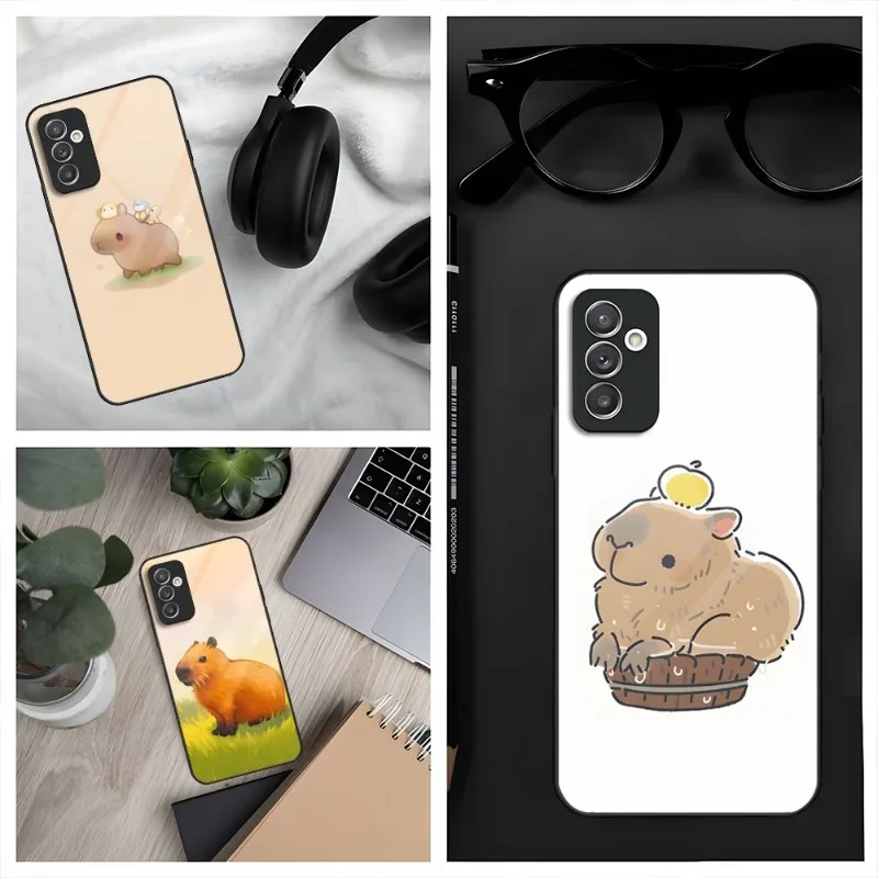 

Animal Cartoon Capybara Phone Case For Samsung S30 S32 S20 S23 S21 S9 S8 S10E Note 20 10 Pro Ultra Plus Glass Cover