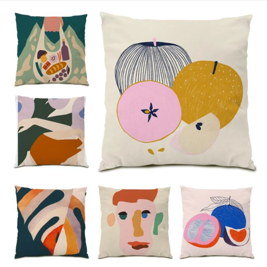 

Throw Pillow Covers Color Geometry Decoration Home 45x45 Cushion Cover 45x45 Line Living Room Decoration Square Gift Sofa E0143