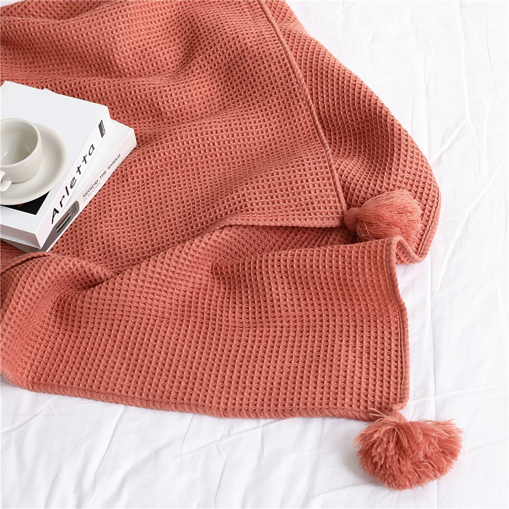 

Waffle Luxury Woven Blanket Decoration Home Decor Thermal Decorative Throw Chunky Knitted Throw Plaids Chenille Blanket for Sofa