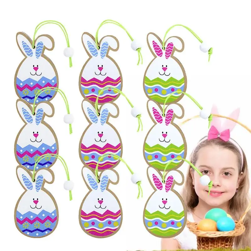 

Rabbit Pendant Festival Wooden Rabbit Pendant 9pcs Easter Wooden Pendant Hanging Easter Rabbits Wooden Hanging Ornament Rabbit