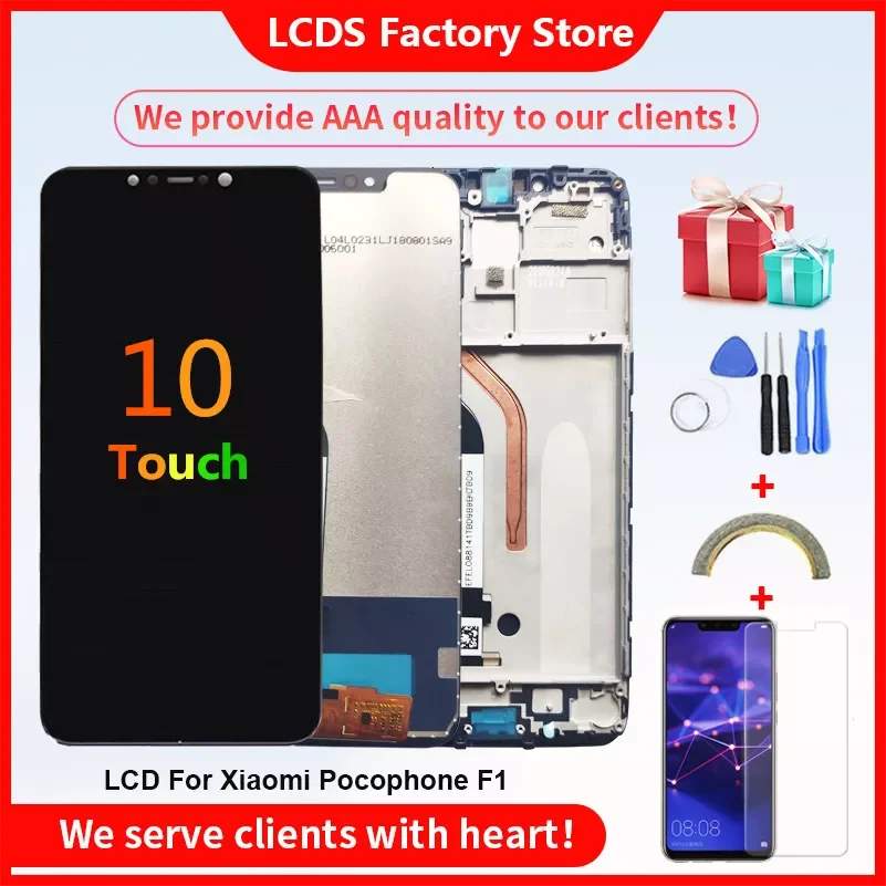 

10-Touch AAA Quality LCD For Xiaomi Pocophone F1 LCD With Frame Display Screen For POCO F1 LCD Screen Display 6.18" 2246*10