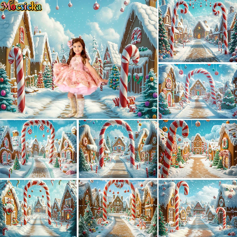 Рождественский имбирный дом фон для фотосъемки зимний магазин конфет Декор торт