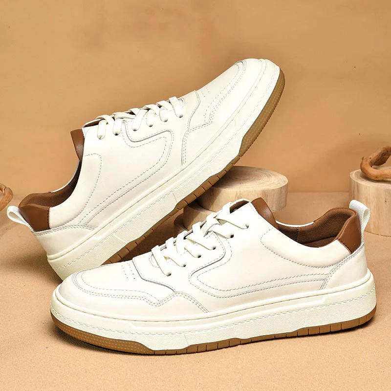 

Mens Sneakers Genuine Leather Men Casual Shoes High Quality Male Comfortable Shoe Tenis Sport Skate Shoes Lace-up White Footwear