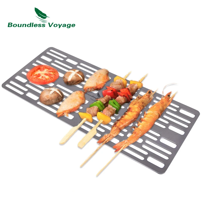 

Boundless Voyage Camping BBQ Grill Mesh Mini Titanium Barbecue Charcoal Gas Grill Bacteriostatic Outdoor Picnic Cookware