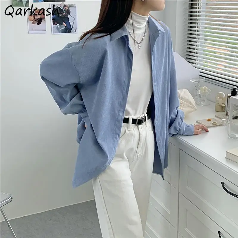 

Shirts Women Solid Leisure Chemise Femme Popular Street Wear Chic Korean Style Spring Students Warm Soft Ins New Retro Simple
