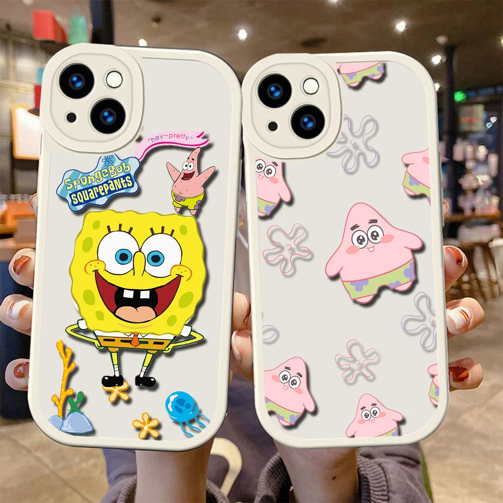 Мягкий силиконовый чехол R16 SpongeBob SquarePants для iPhone 15 Plus 14 13 12 11 X XS XR Pro Max Mini 8 7