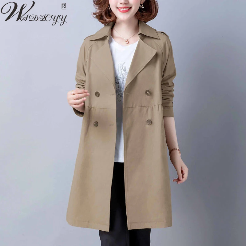 

Женская винтажная ветровка, однотонный Тренч с отложным воротником, корейское Свободное пальто с длинным рукавом, Повседневная двубортная куртка
