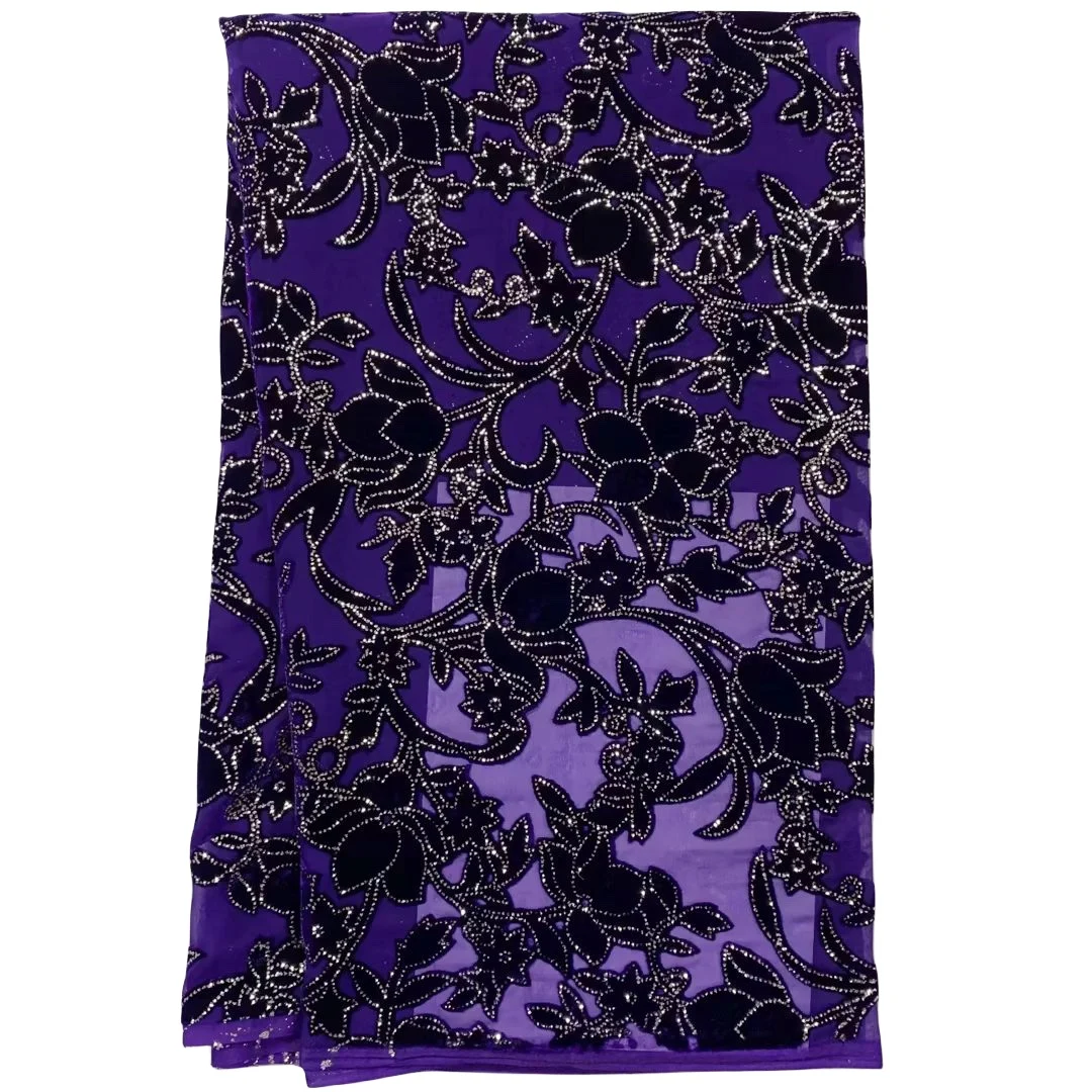 

YQOINFKS Velvet Lace Fabric with Sequins 5 Yards African Nigerian Dresses for Women Clothing Banquet Party Clothes 2023 YQ-2018