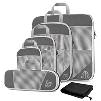 6pcs compressed packing cubestravel storage organizer set with shoe bag mesh visual luggage portable lightweight suitcase bag
