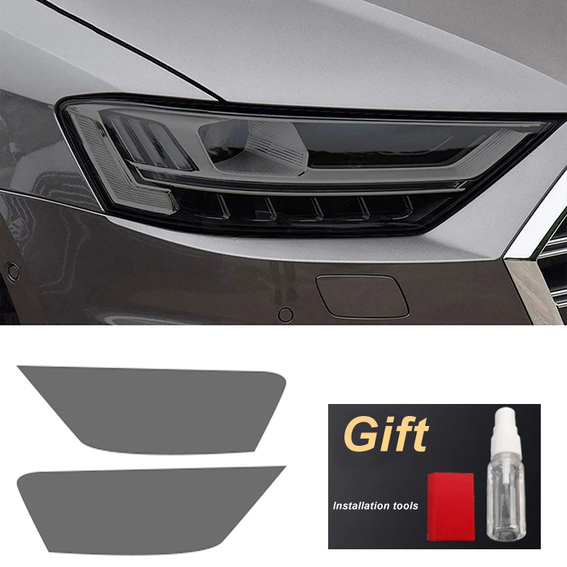 

Auto Headlamp self-curing film, Audi A8 D4 4N S8 2020 Transparent black TPU repair sticker, external accessories, 2 PCS