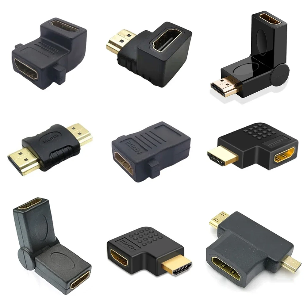 Фото Адаптер HDMI-совместимый под прямым углом 90, 270 градусов, стандартный разъем HD для HDTV, PS4, ноутбука, ТВ-приставки, удлинитель HDMI №1