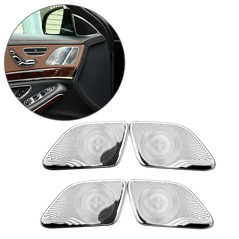 

For Mercedes Benz S Class W222 2014-2018 Stainless Steel Car Door Inner Speaker Audio Horn Cover Trim Accessories