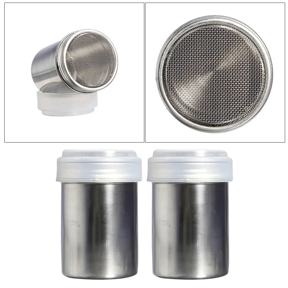 

Shaker Bottle Cocoa Dredges Sugar Shakers Sifter Flour Stainless Steel Coffee Seasoning Fine Mesh Cinnamon Jars Lids Icing