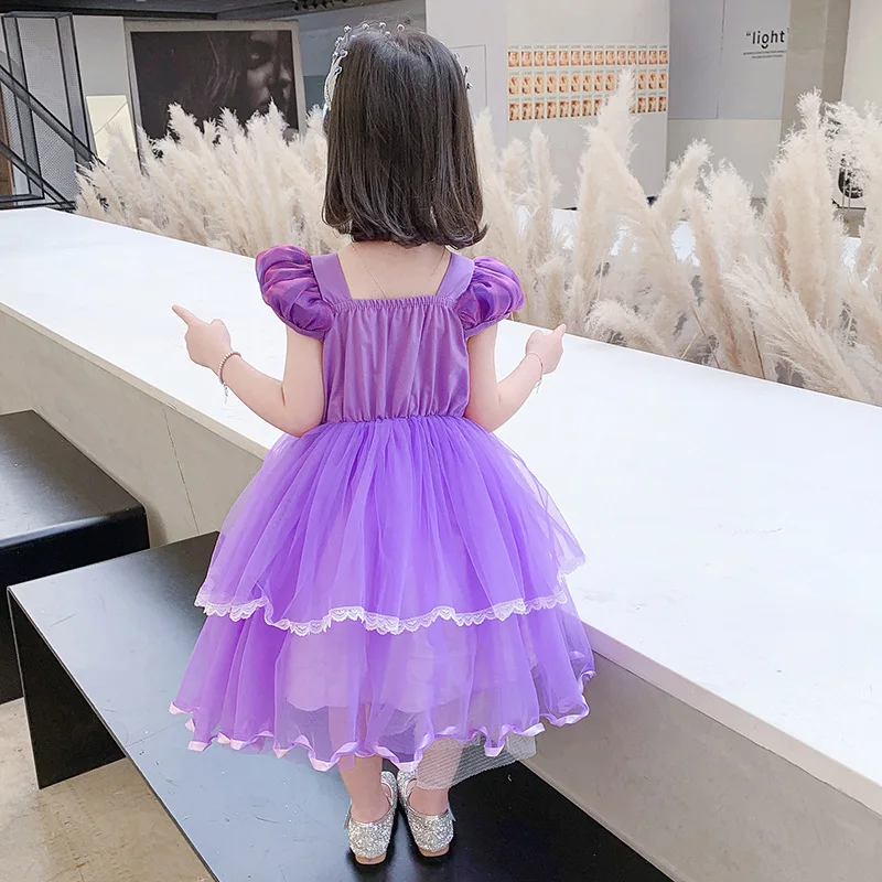 Платье Принцессы Диснея Софии косплей костюм для детей с блестками многослойное