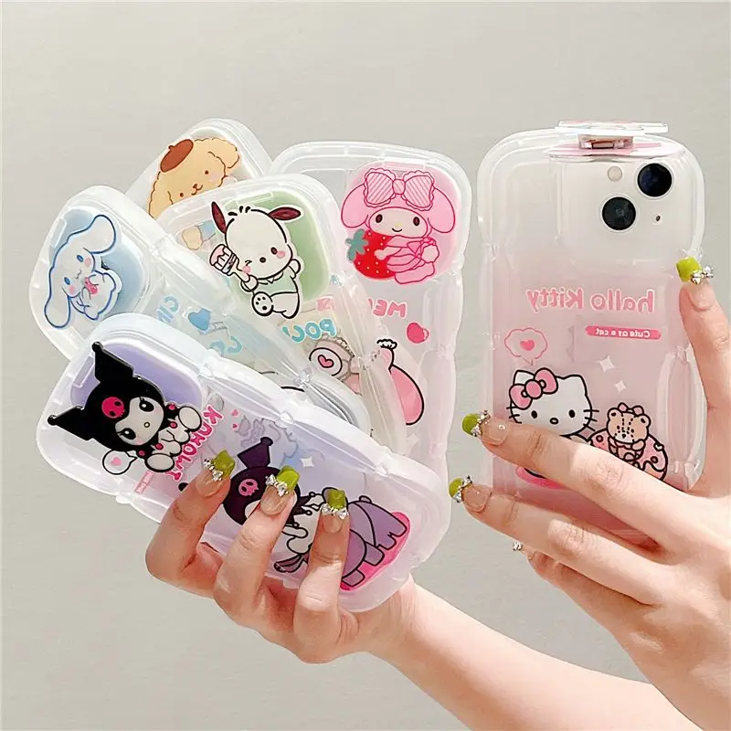 

Чехол для Iphone Kawaii Sanrio Hello Kitty Mymelody Kuromi милое сияющее зеркало для 12 13 защитные чехлы противоударные аксессуары для телефона
