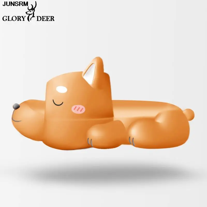 

Шлепанцы для мужчин и женщин, сланцы для пляжа, летние сандалии без застежки, мультяшный хаски, собака, Повседневные тапочки