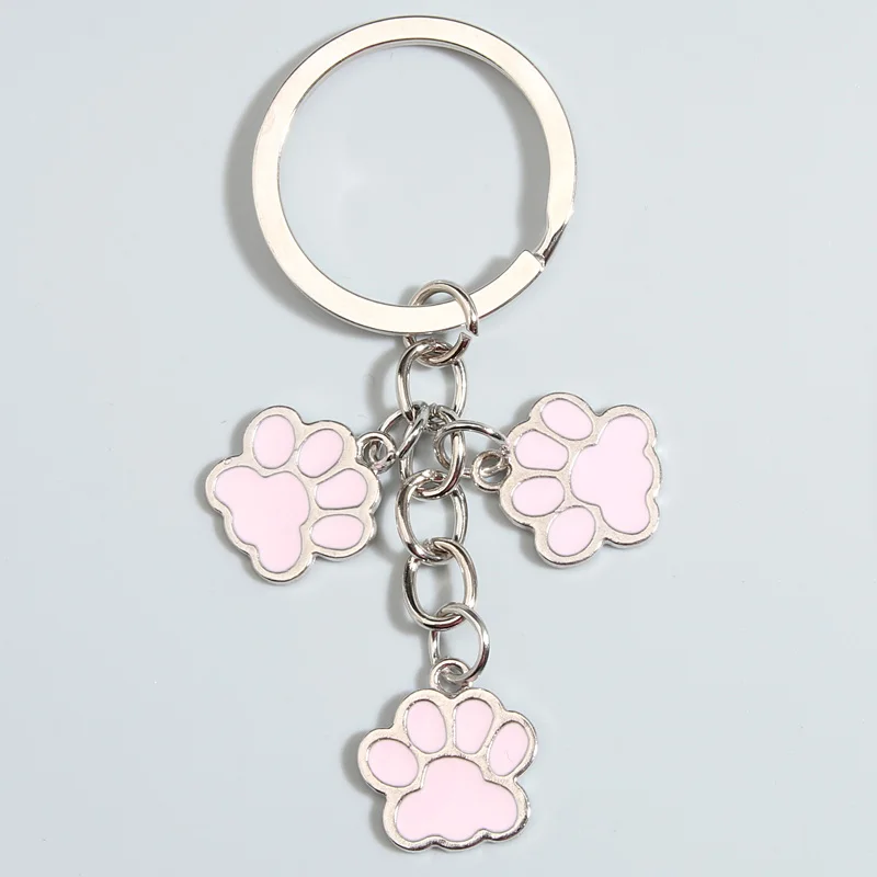 

Cute Enamel Keychain Cat Dog Paw Key Ring Footprints Key Chains for Women Men Handbag Accessorie DIY Handmade Jewelry Gifts