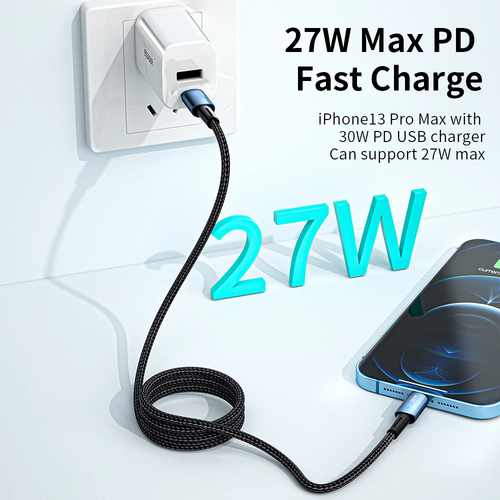 

Free Shipping For iphone 11 12 13 Pro Max Mini Xs Xr X 8 iPad MacBook PD 20W Fast Charge Charger Lightning Wire Cord USB Type C