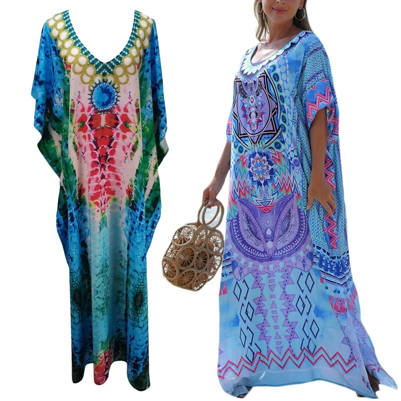 J78E элегантный пляжный купальный костюм Caftan большого размера с защитой от солнца