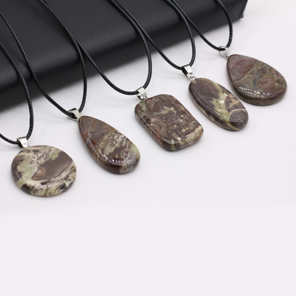 

Natural Pablo Picasso Stone Reiki Healing Necklaces Charms Pendants For Women Girl Jewelry Accessories Party Gifts