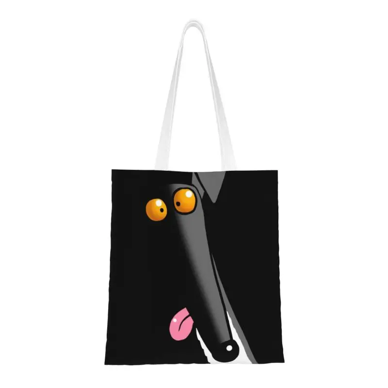 

Funny Cartoon Greyhound Groceries Shopping Tote Bags Whippet Sighthound Dog Canvas Shopper Shoulder Bag Large Capacity Handbags