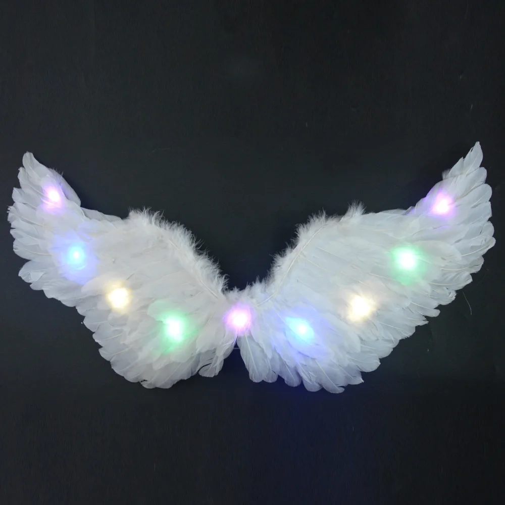 

Women Girls LED Light Up Angel Feather Wing Props Show Costume Glow Party Birthday Wedding Halloween Cosplay