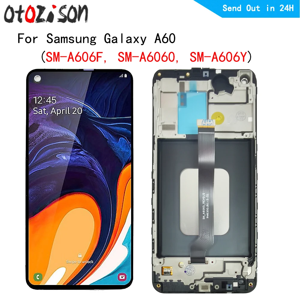 6,3 дюймовый экран для Samsung Galaxy A60 SM-A606F, SM-A6060, SM-A606Y, ЖК-дисплей, сенсорная панель, дигитайзер с рамкой в сборе