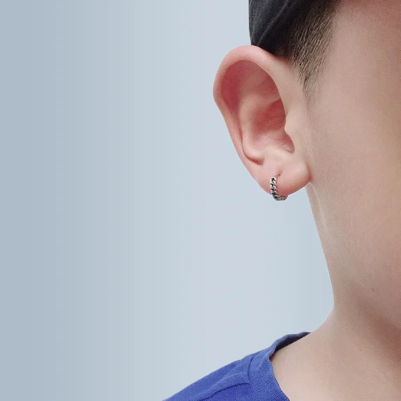 Элегантные студенческие модные серебряные вязаные серьги для мужчин