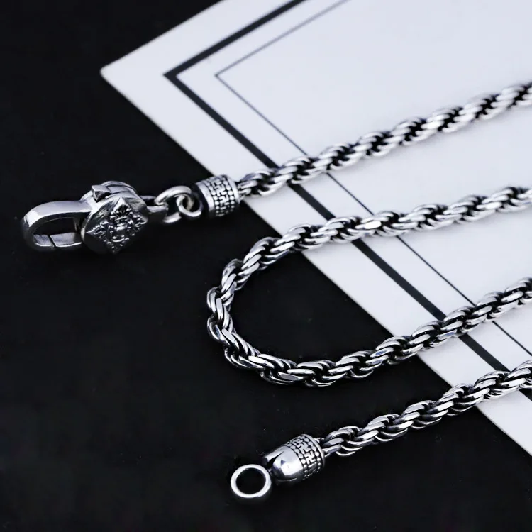 

S925 pure silver men's pendant necklace collarbone fashion personality simple gift trill