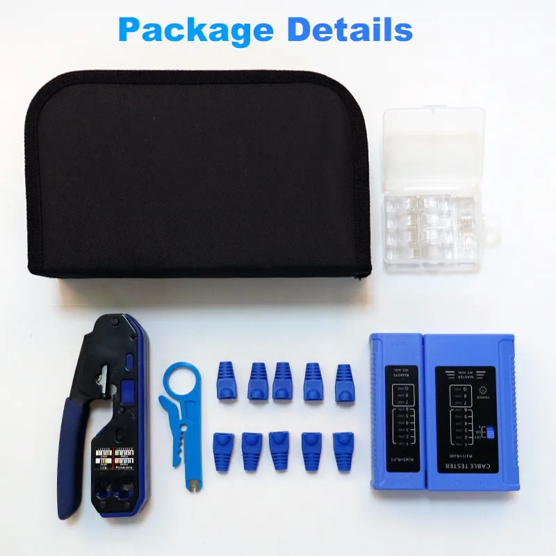 RJ45 Crimp Tool All-in-One Network Crimper CAT6 Crimp Tool Kit Network Cable Tester Wire Stripper Connectors  Protective Cover images - 6