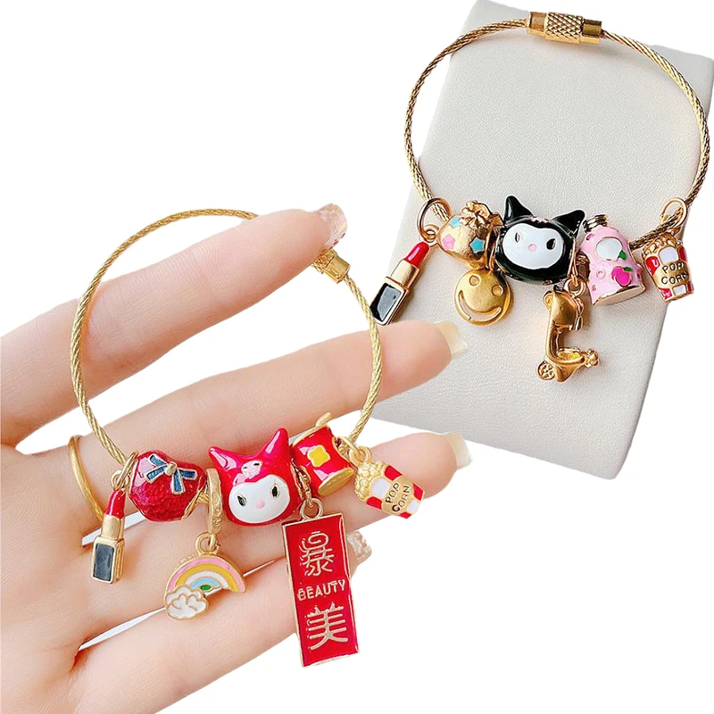 

Kawaii Sanrio Kuromi мультфильм брелок Супер Очаровательная тонкая подвеска Капельное масло искусственная кожа простой маленький орнамент мода