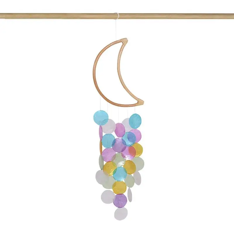 

Wind Chimes Candy Color Wooden Moon Cute Shell Rainbow Wind Chimes Window Sill Wall Lawn Garden Terrace Wind Chime Ornaments