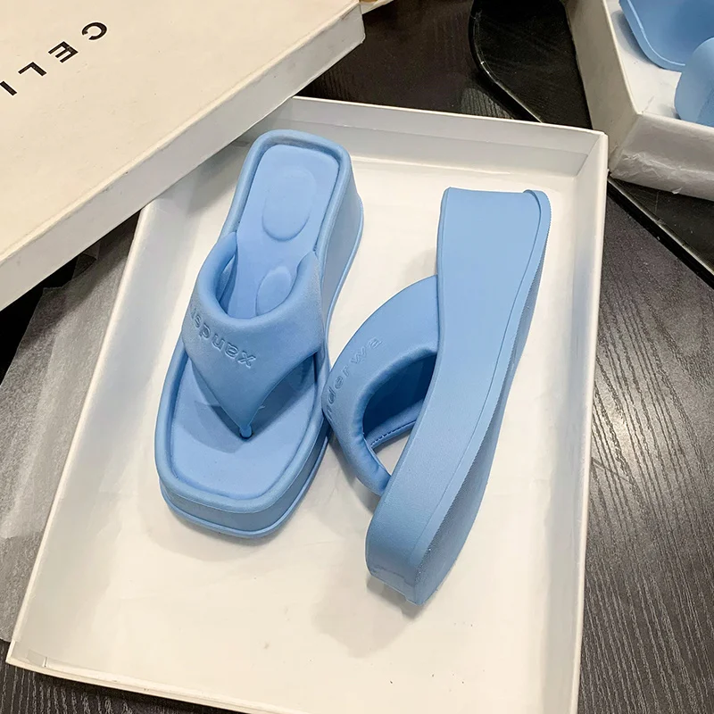 2022 New Womens Shoes Comfort Summer Women Wedge Platform Slippers Outdoor Sports Beach Flip Flops Opened Toe Casual Shoes