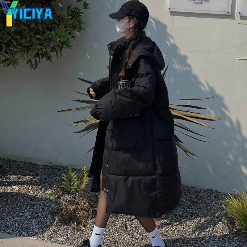 YICIYA 2023 New Women's Winter Coats Thickened Warm Down Cotton Mid-length Parka Casual Loose Streetwear Jackets Female Clothing