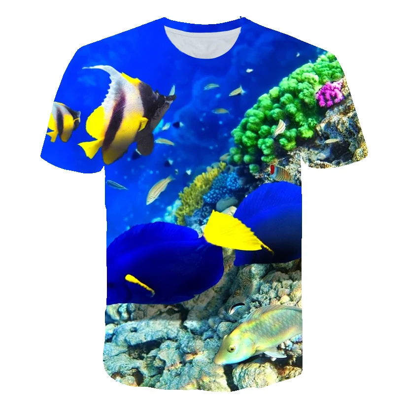 

New 3D The Underwater World Coraline Graphic Men's T shirts Summer Fashion Casual Vacation Diving Short Sleeve Top Tees T-shirts