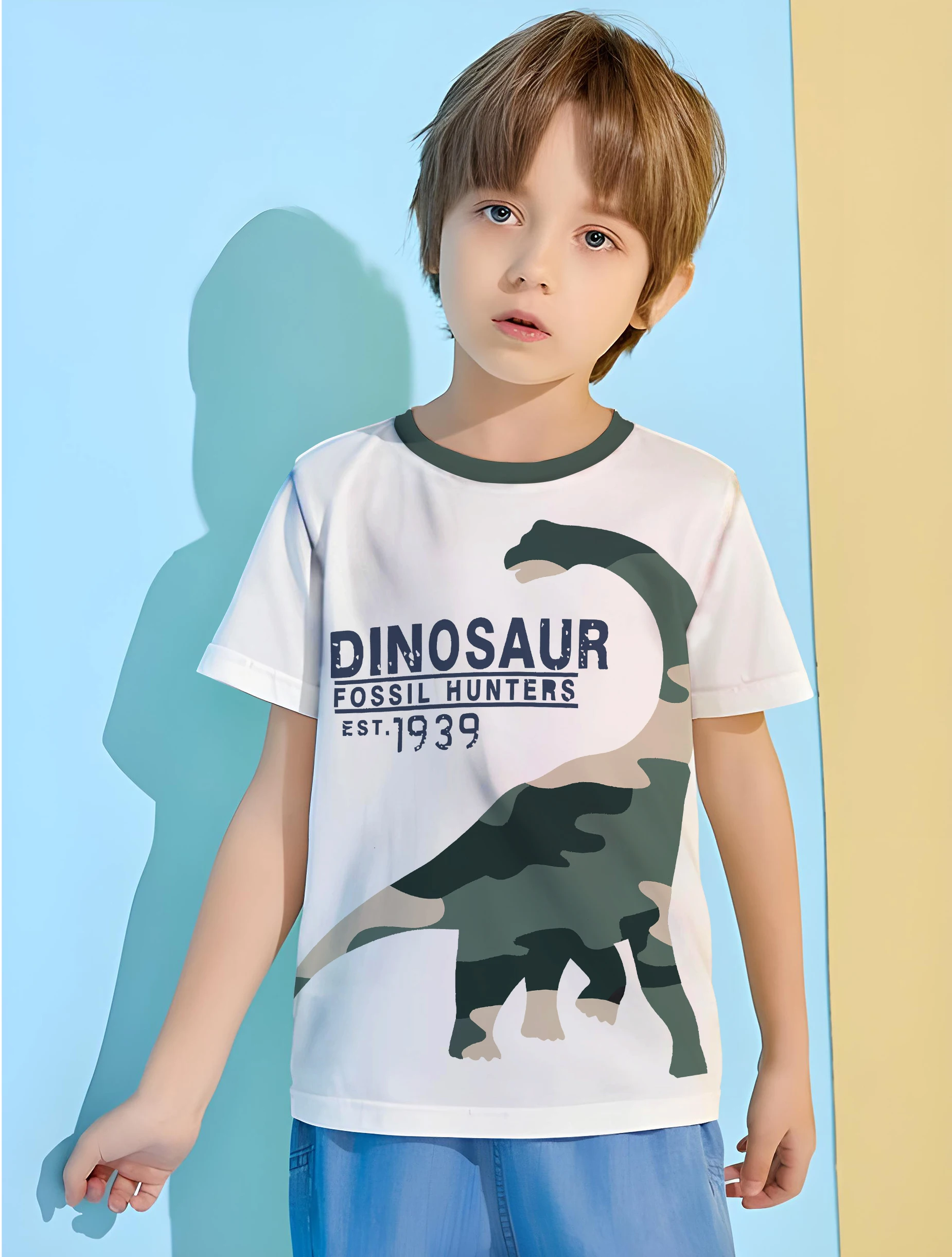 Детские Футболки Для Мальчиков С Принтом Diplodocus Топы Из Микрофибры Короткими