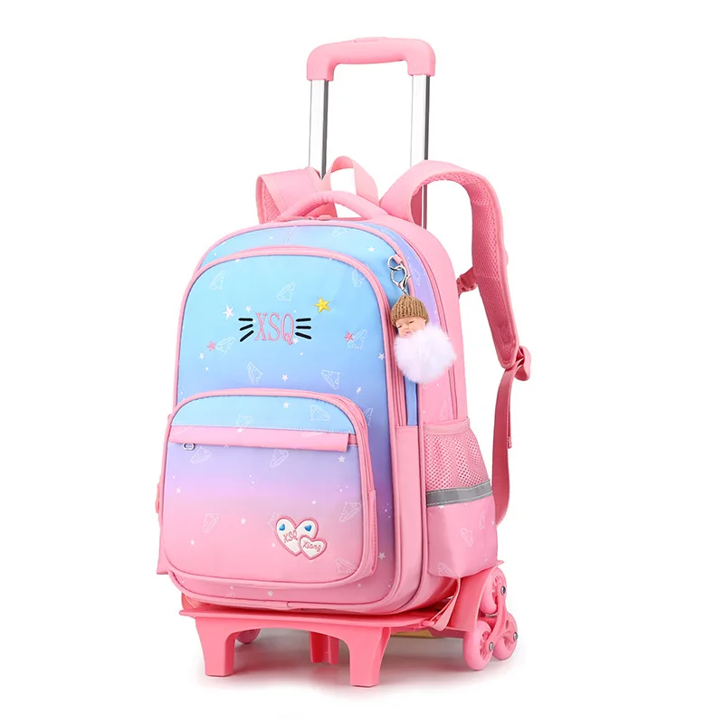 Removable school backpack Children School Bags With Wheel kids Wheeled Backpacks Kids girls Trolley Schoolbags Luggage Book Bags