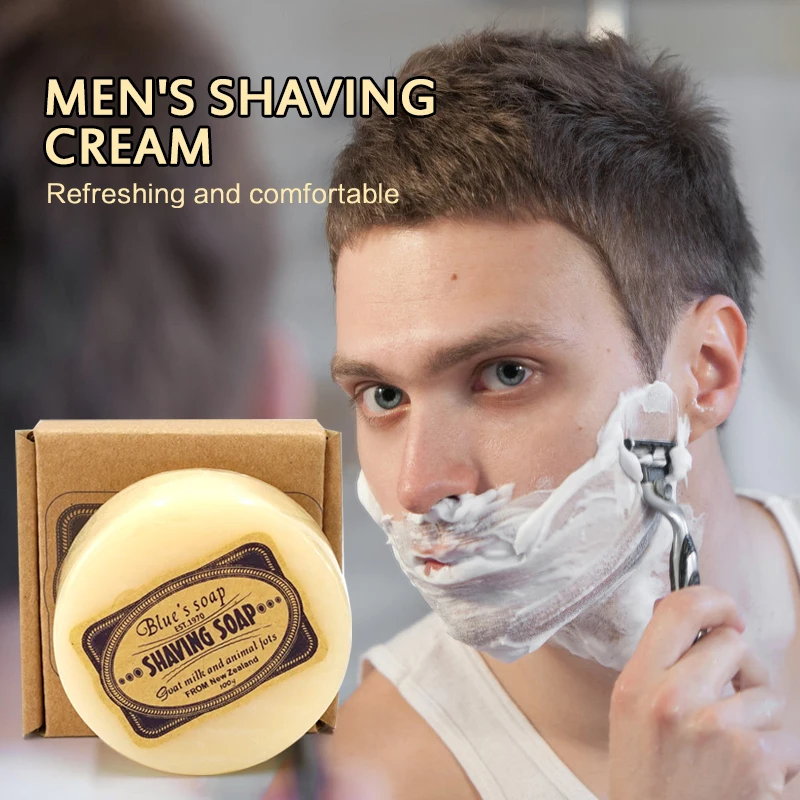 100g Shaving Cream Men's Mustache Shaving Soap Goat Milk Beard Removal Facial Care Goat Milk Men Bead Shaving Soap Cream Foaming
