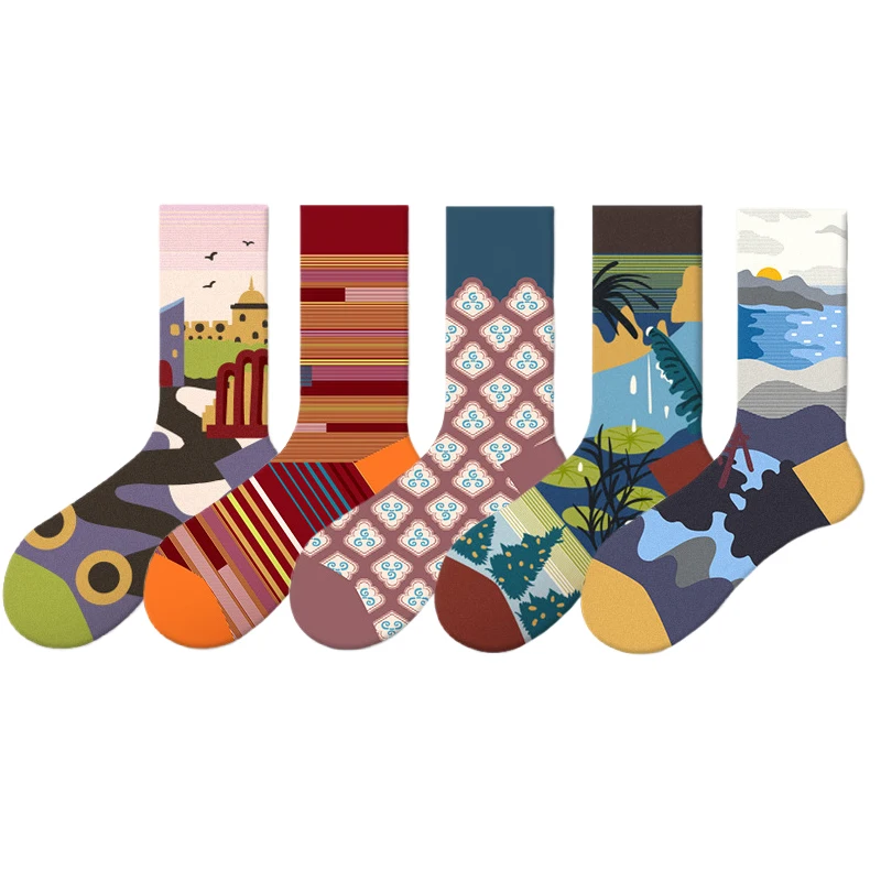 

Woman Socks Casual New Retro Style Cute Funny Socks Couple Fashion Cotton Breathable Women's Long Socks Unisex Absorb Sweat Men