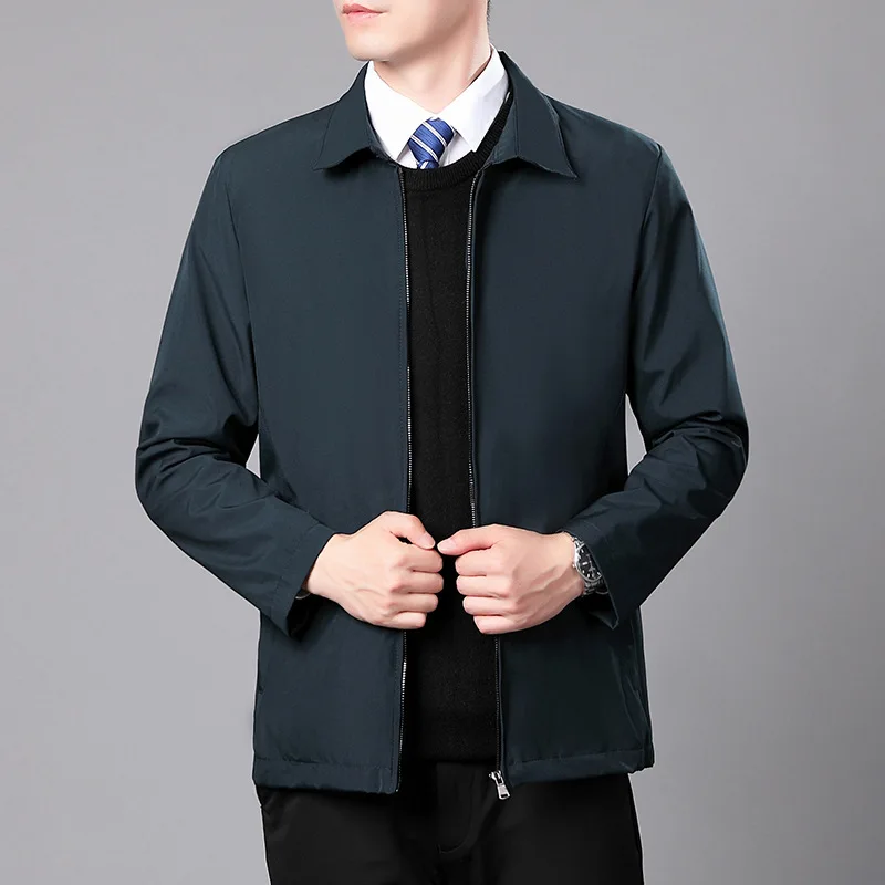 

Мужская простая однотонная модная куртка на весну и осень, тонкое пальто на молнии, мужская деловая куртка, повседневные мужские Брендовые пальто, Мужской Блейзер, куртки