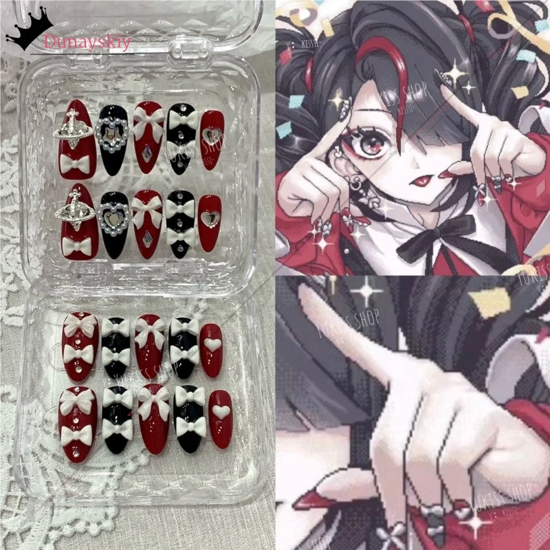 Фото YiNuo*/Needy Girl Overdose Jirai Kei Ame Chan Y2K Kawaii Glitter Nail Acrylic Portable Work Press On Nails Art Party Favors №3